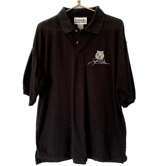 Y2K graphic Siegfried & Roy White Tiger Las Vegas Embroidered Polo Tee Shirt - Picture 1 of 4